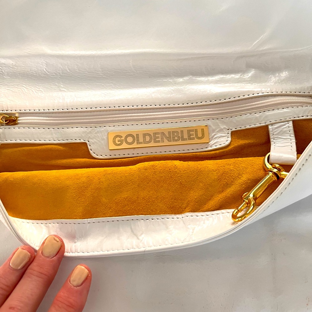 Gorgeous soft clean white leather Goldenbleu clutch